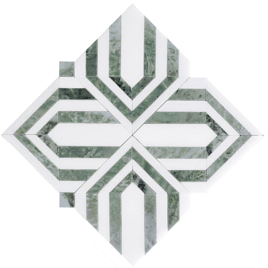Envy Trinity Green Marble Geometric Mosaic Tile | Tile Club