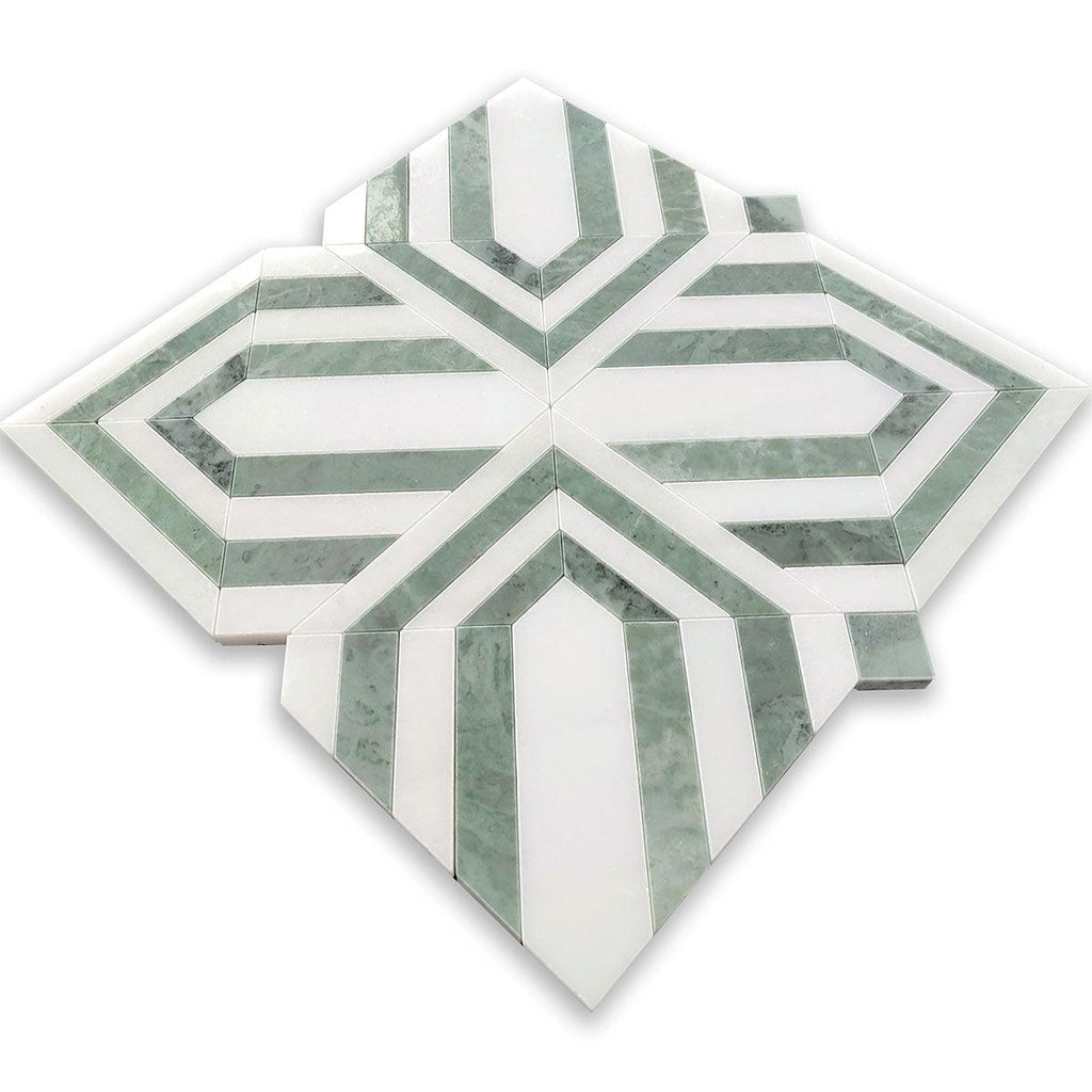 Envy Trinity Green Marble Geometric Mosaic Tile | Tile Club