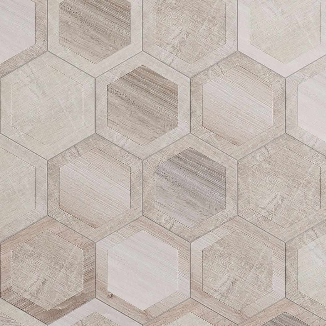 Esagona Intarcio Silver Wood Look Porcelain Tile | Tile Club
