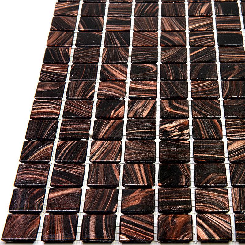 Espresso Shimmer Mixed Squares Glass Pool Tile | Tile Club