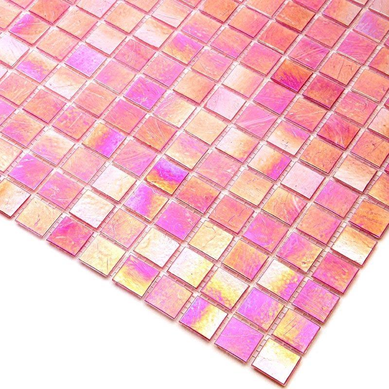 Pearly Swirled Pink Squares Glass Pool Tile | Tile Club
