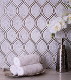 Evil Eye Carrara Marble Mosaic Tile Backsplash