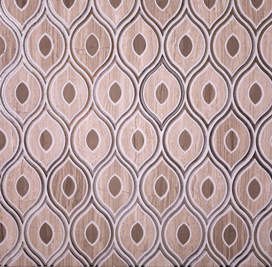 11.8" x 12" Evil Eye Wooden Beige Marble Mosaic Tile