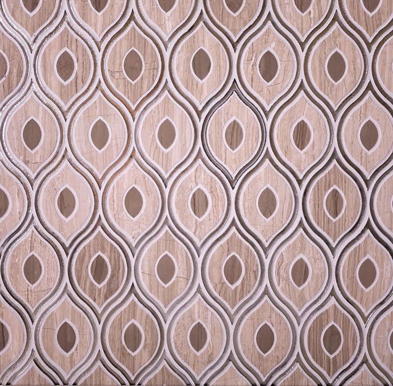 11.8" x 12" Evil Eye Wooden Beige Marble Mosaic Tile