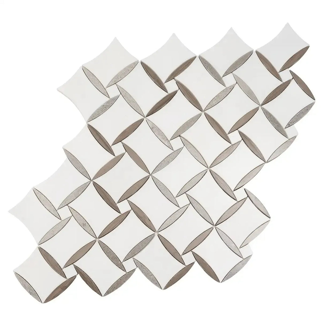 Daisy Paper White And Eastern Beige Mosaic Tile | Tile Club