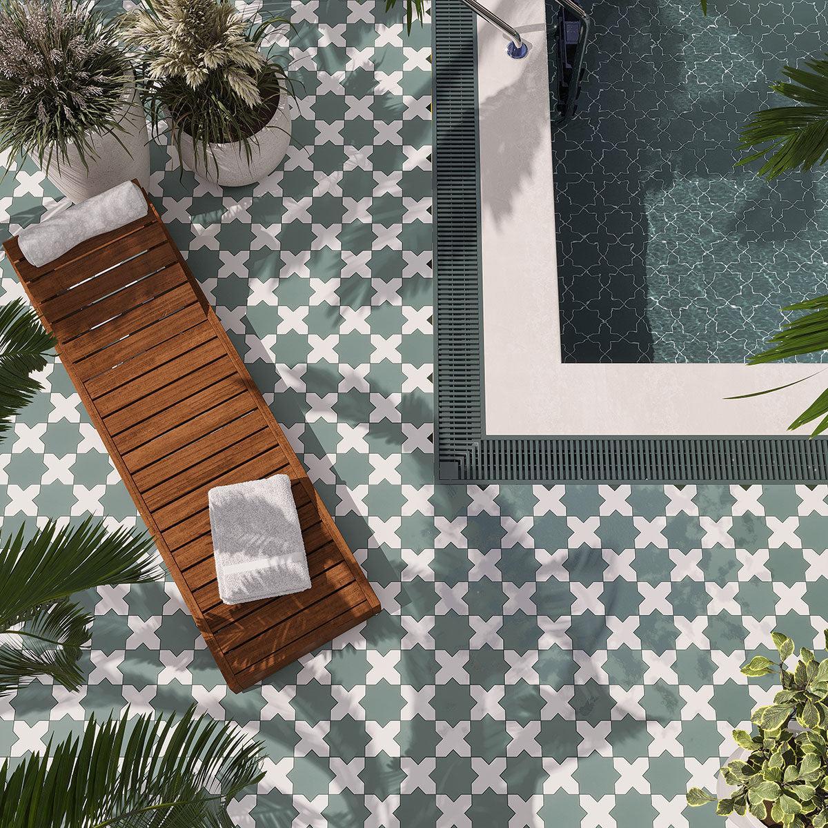 Carmel Sage Green Porcelain Star Tile | Tile Club