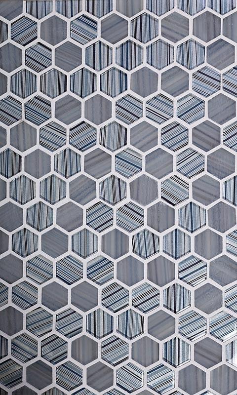 Blue grey hexagon tile