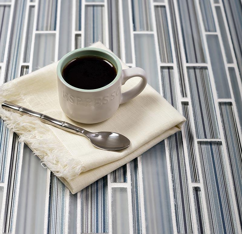 Fabrique blue grey linear glass mosaic tile 1