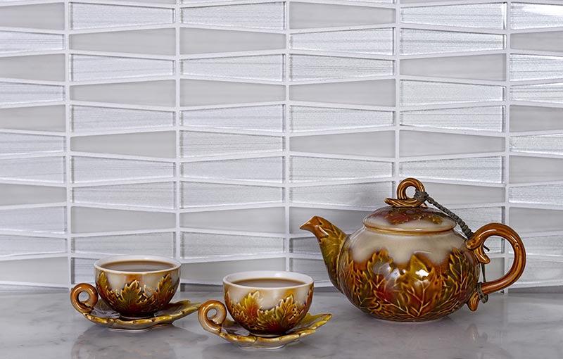 White triangle glass mosaic tile 2