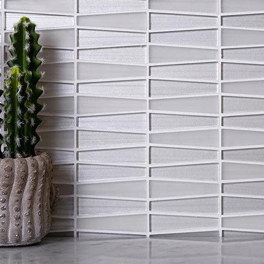 White triangle glass mosaic tile