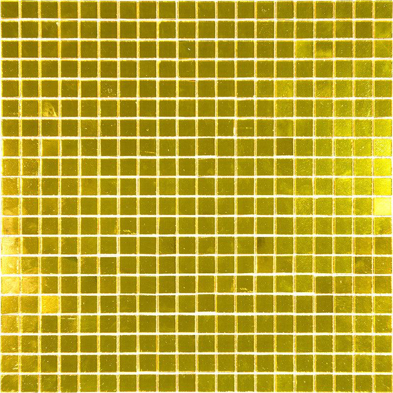 0.8" Yellow Gold Mini Mirrored Squares Glass Tile Sample