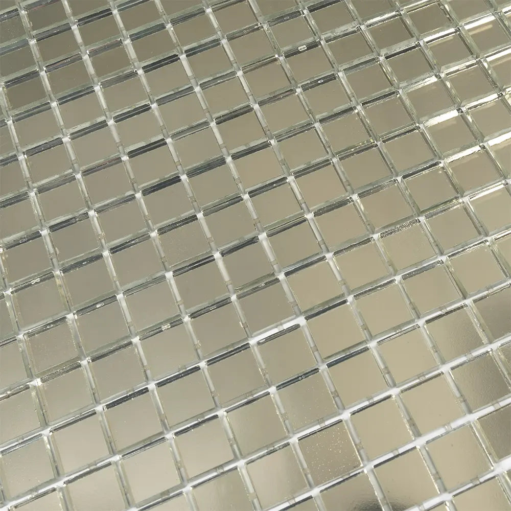 0 6" Mini Mirrored Squares Glass Tile | Tile Club