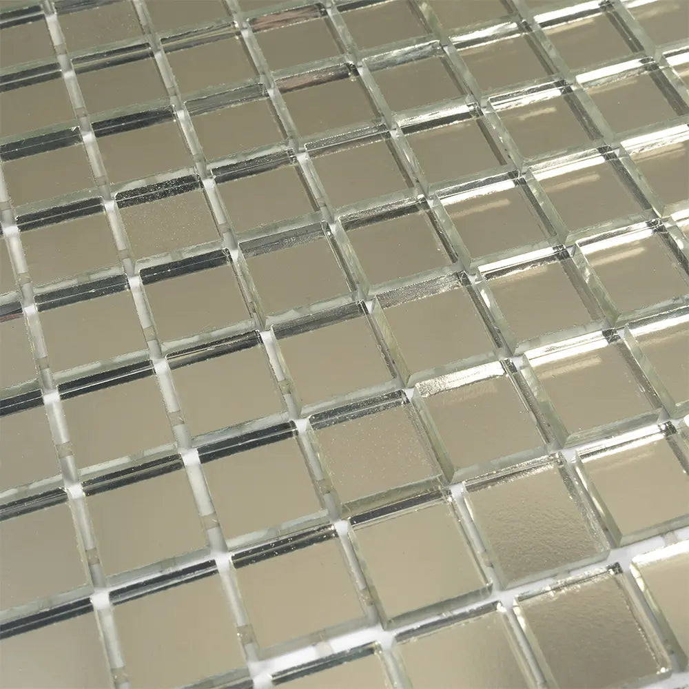 0 6" Mini Mirrored Squares Glass Tile | Tile Club