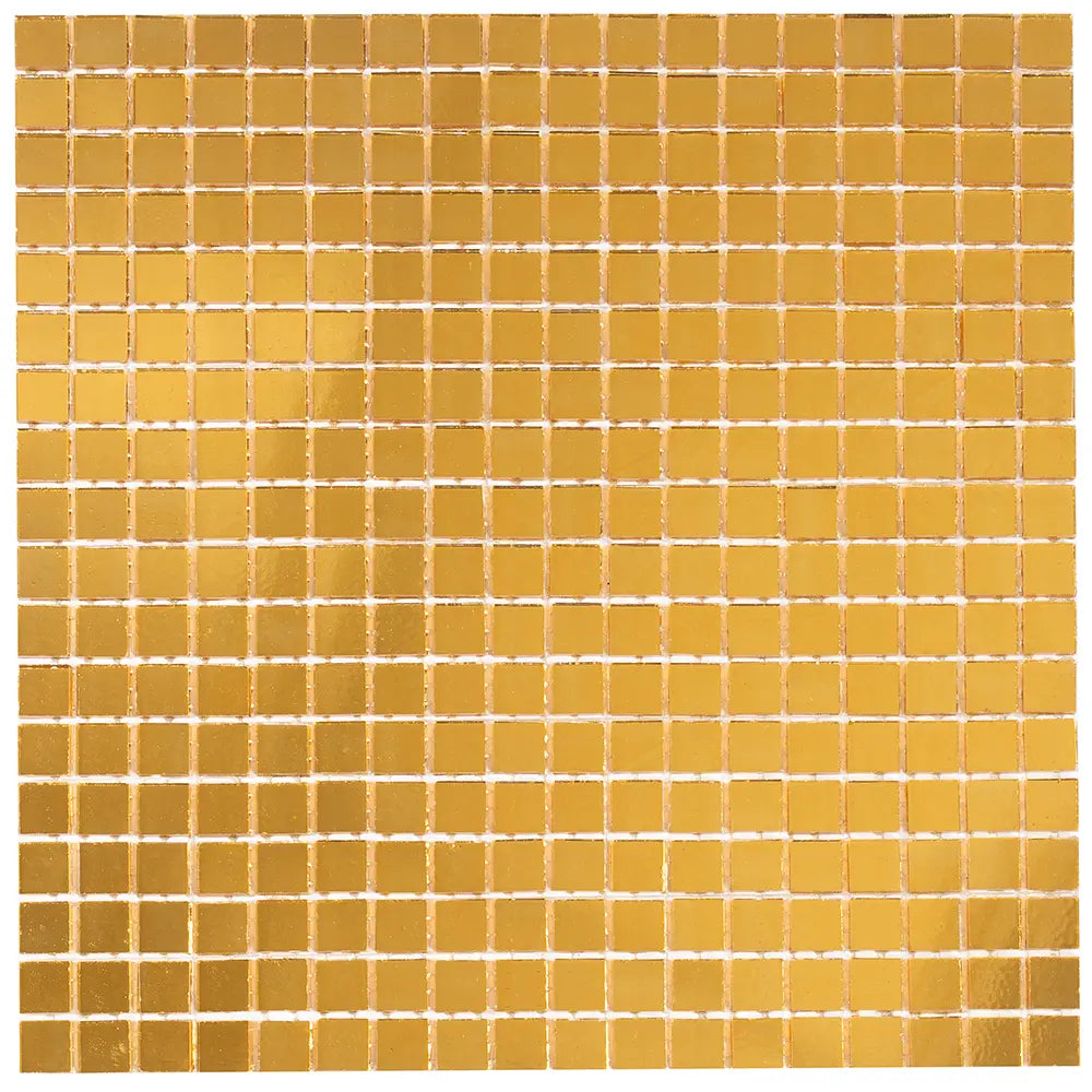 0 8" Yellow Gold Mini Mirrored Squares Glass Tile | Tile Club
