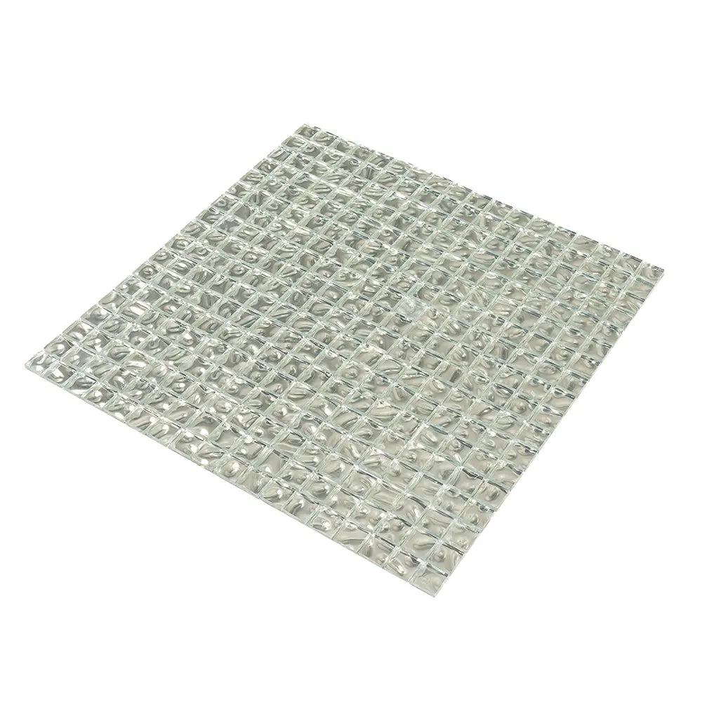 0 6" Wavy Silver Squares Glass Tile | Tile Club