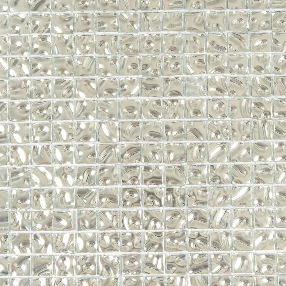 0 6" Wavy Silver Squares Glass Tile | Tile Club