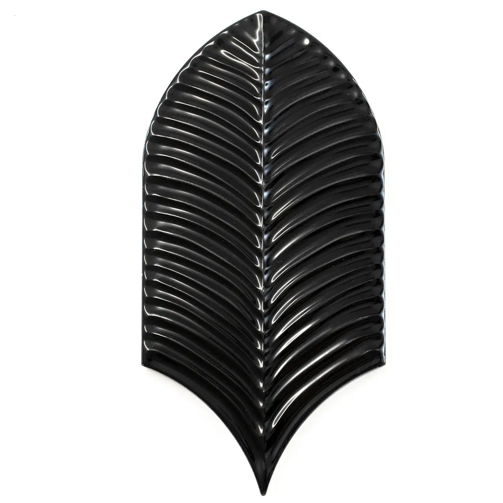 Plume Black Feather Ceramic Tile | Tile Club