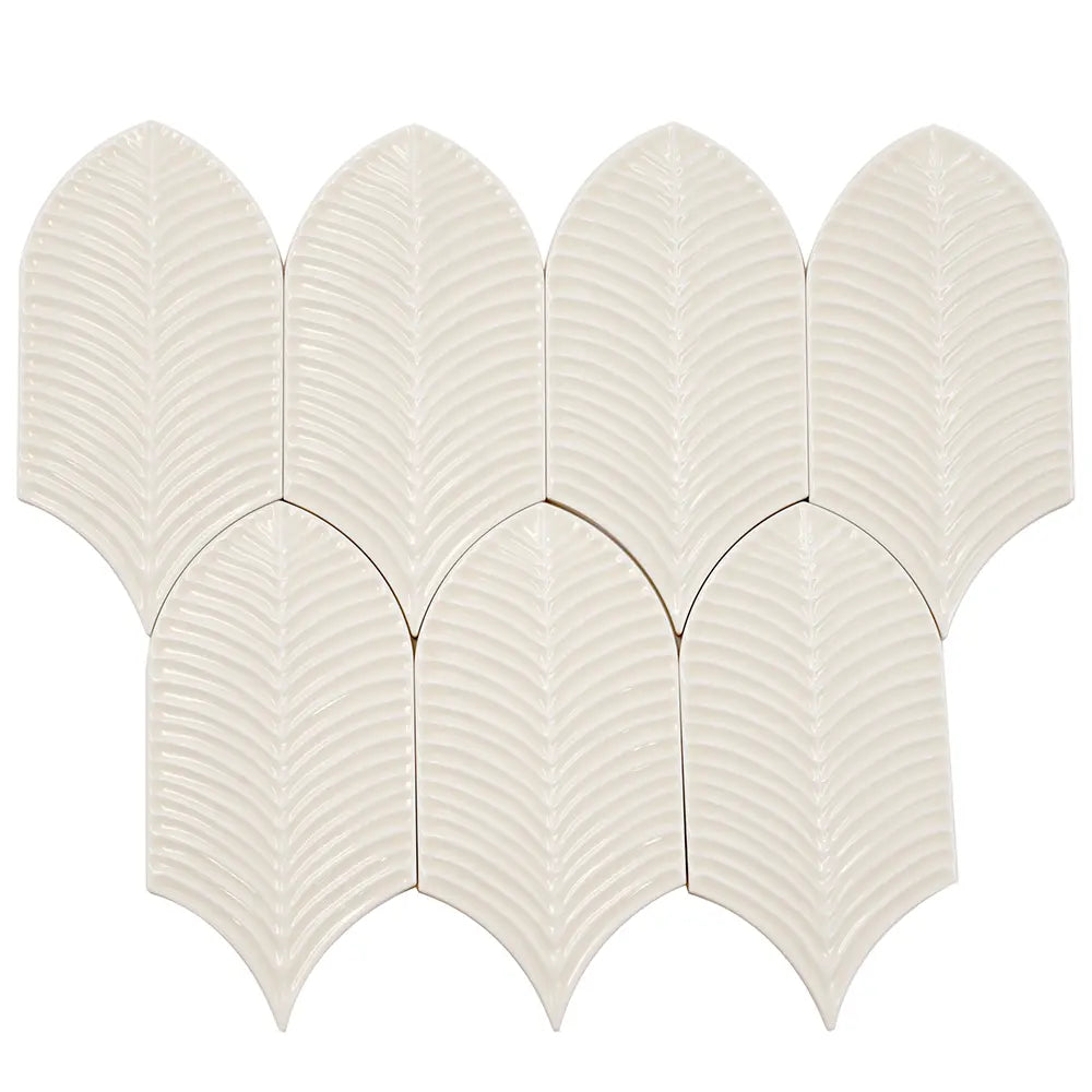 Plume Cream Feather Ceramic Tile | Tile Club