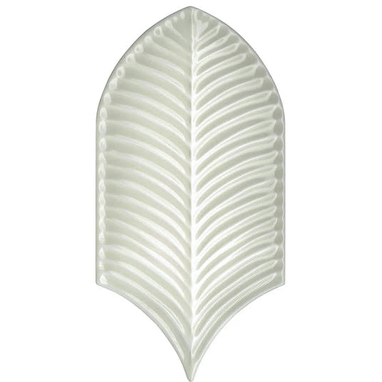 Plume White Crackle Feather Ceramic Tile