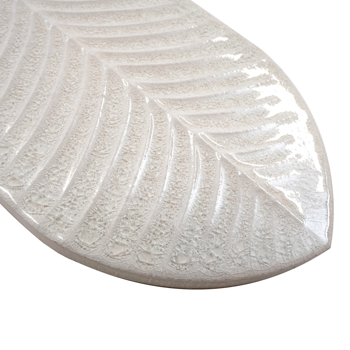 Plume Crystal Crackle Feather Ceramic Tile | Tile Club