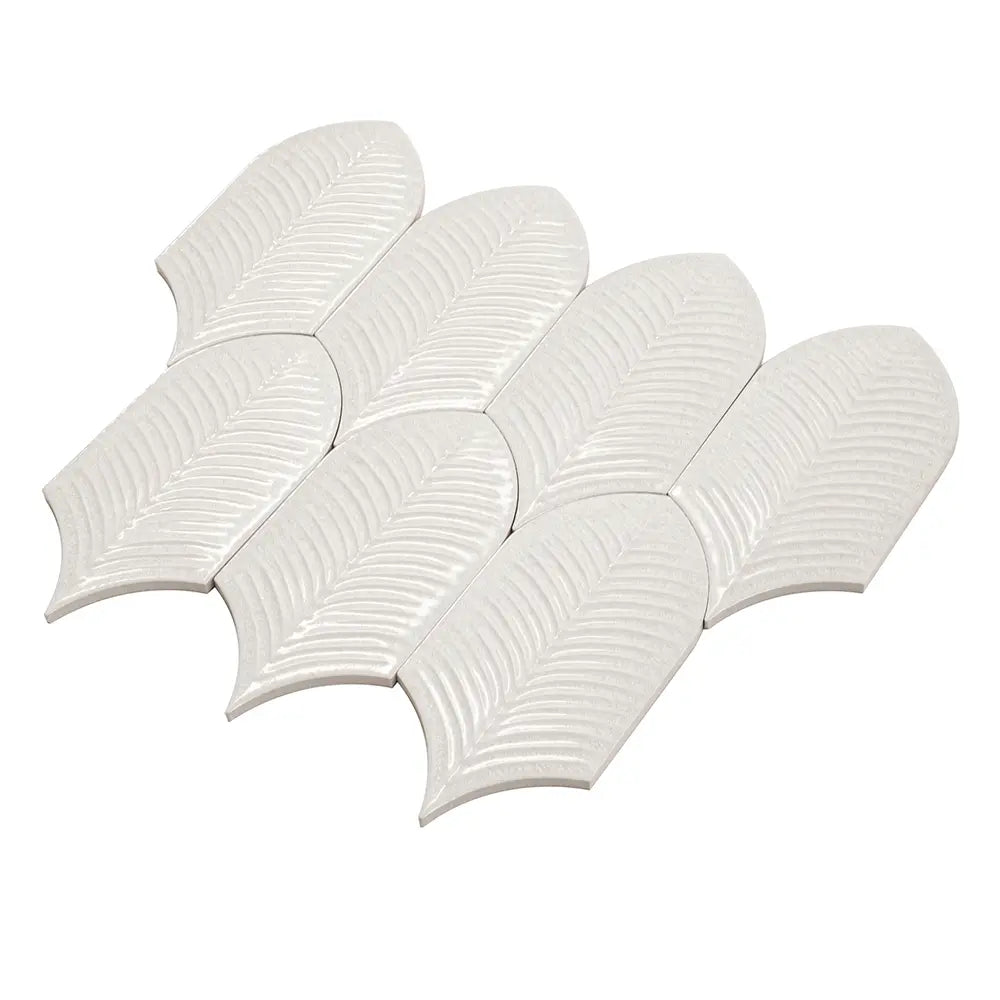 Plume Crystal Crackle Feather Ceramic Tile