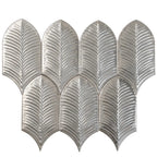 Plume Metallic Platinum Feather Ceramic Tile | Tile Club