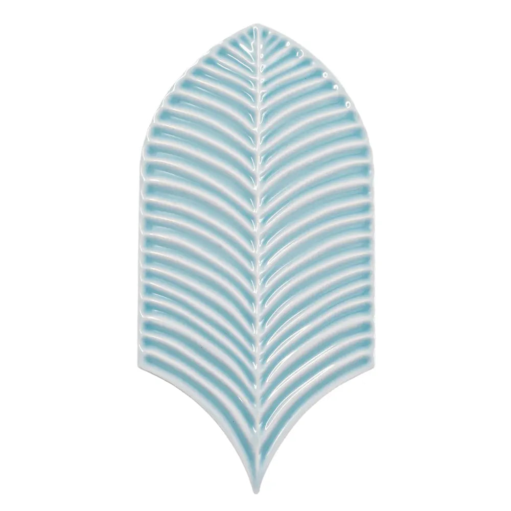 Plume Sky Blue Feather Ceramic Tile | Tile Club