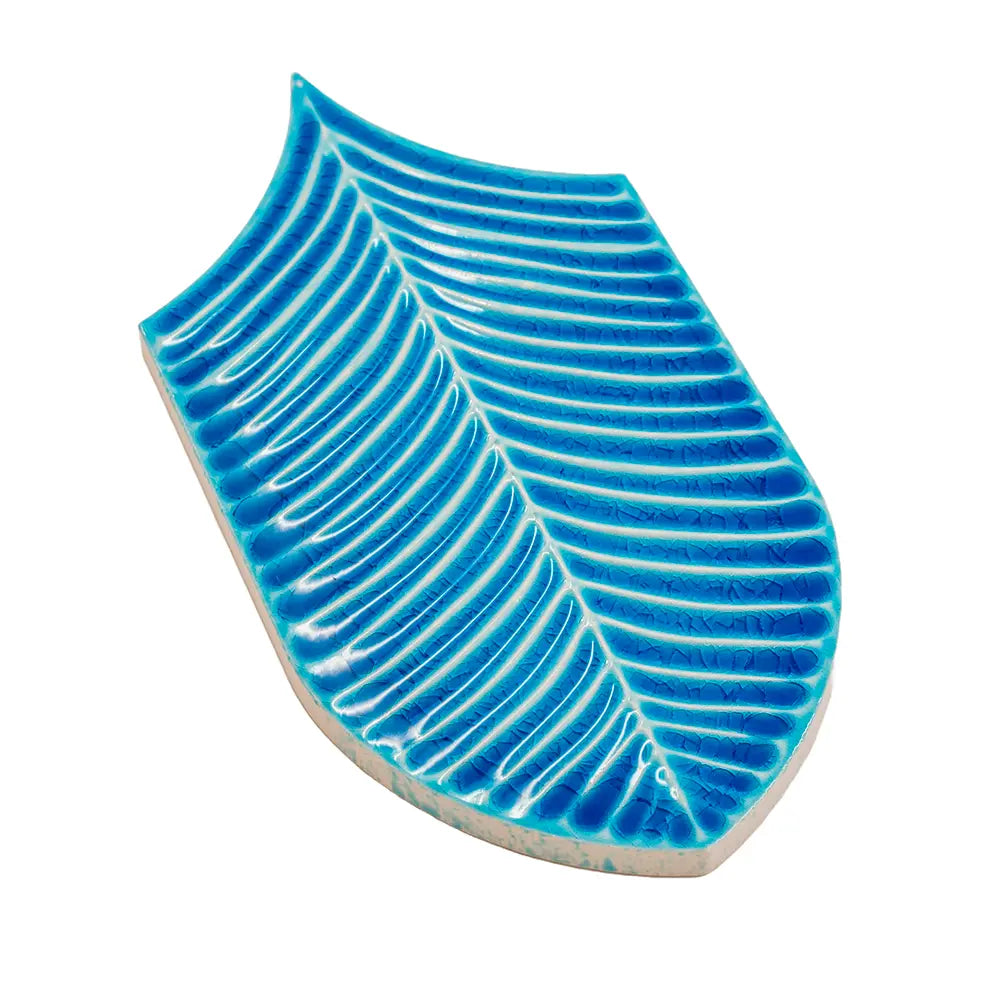 Plume Water Crackle Feather Ceramic Tile