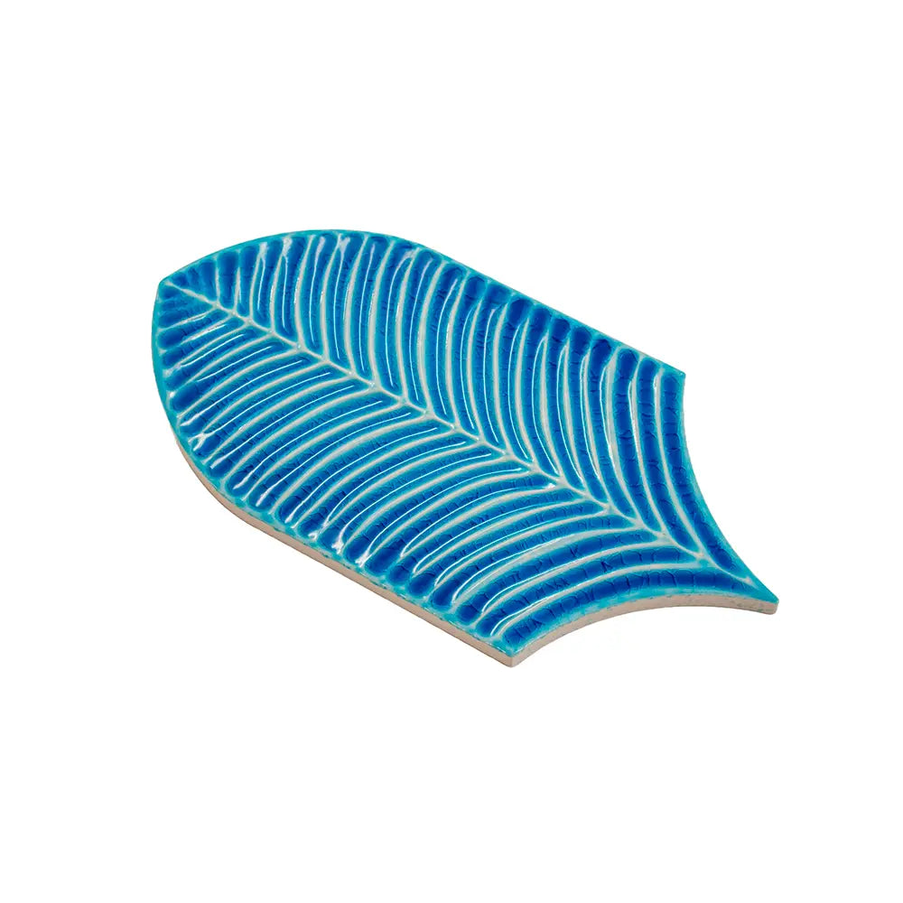 Plume Water Crackle Feather Ceramic Tile