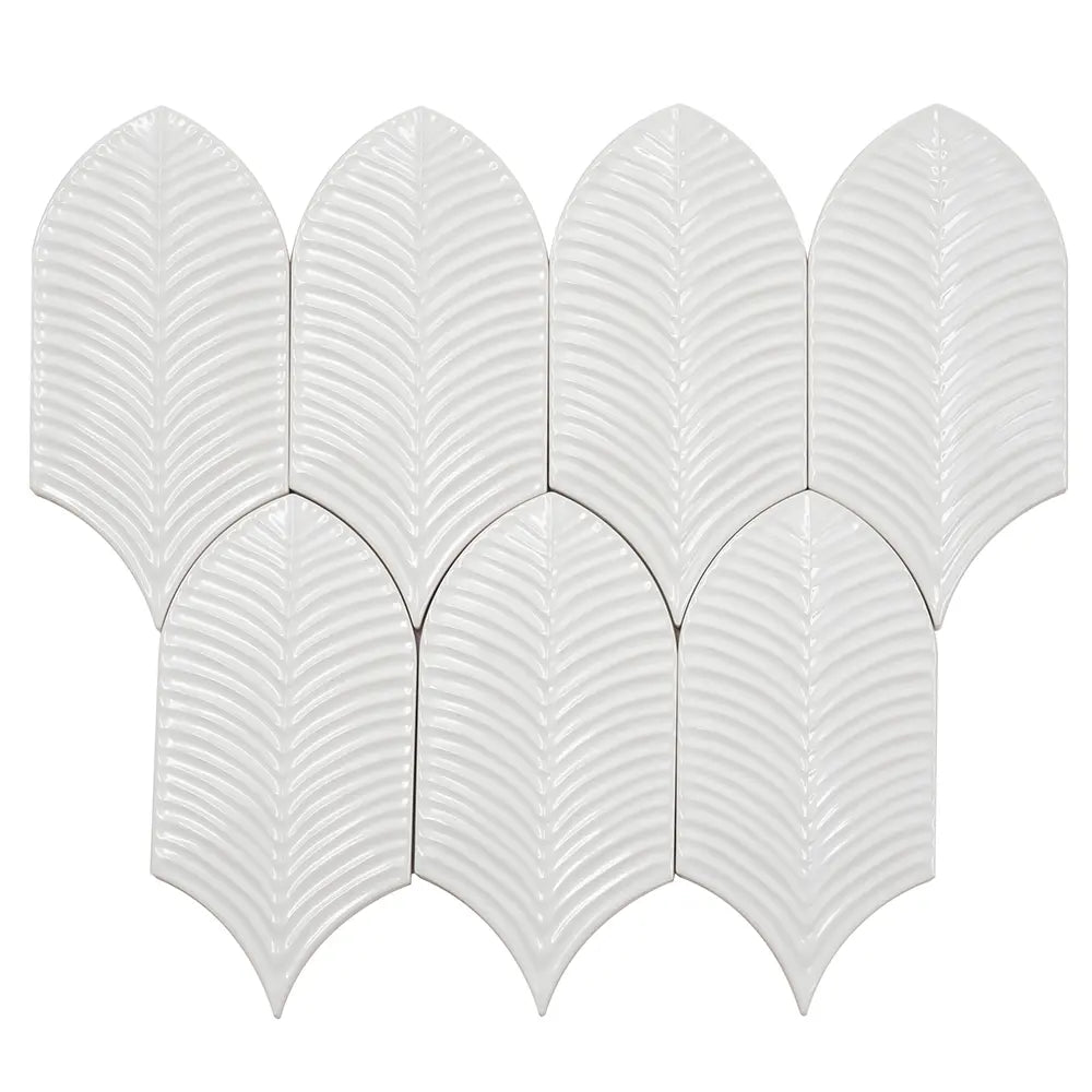 Plume White Feather Ceramic Tile | Tile Club