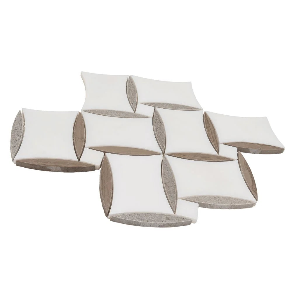 Daisy Paper White And Eastern Beige Mosaic Tile | Tile Club