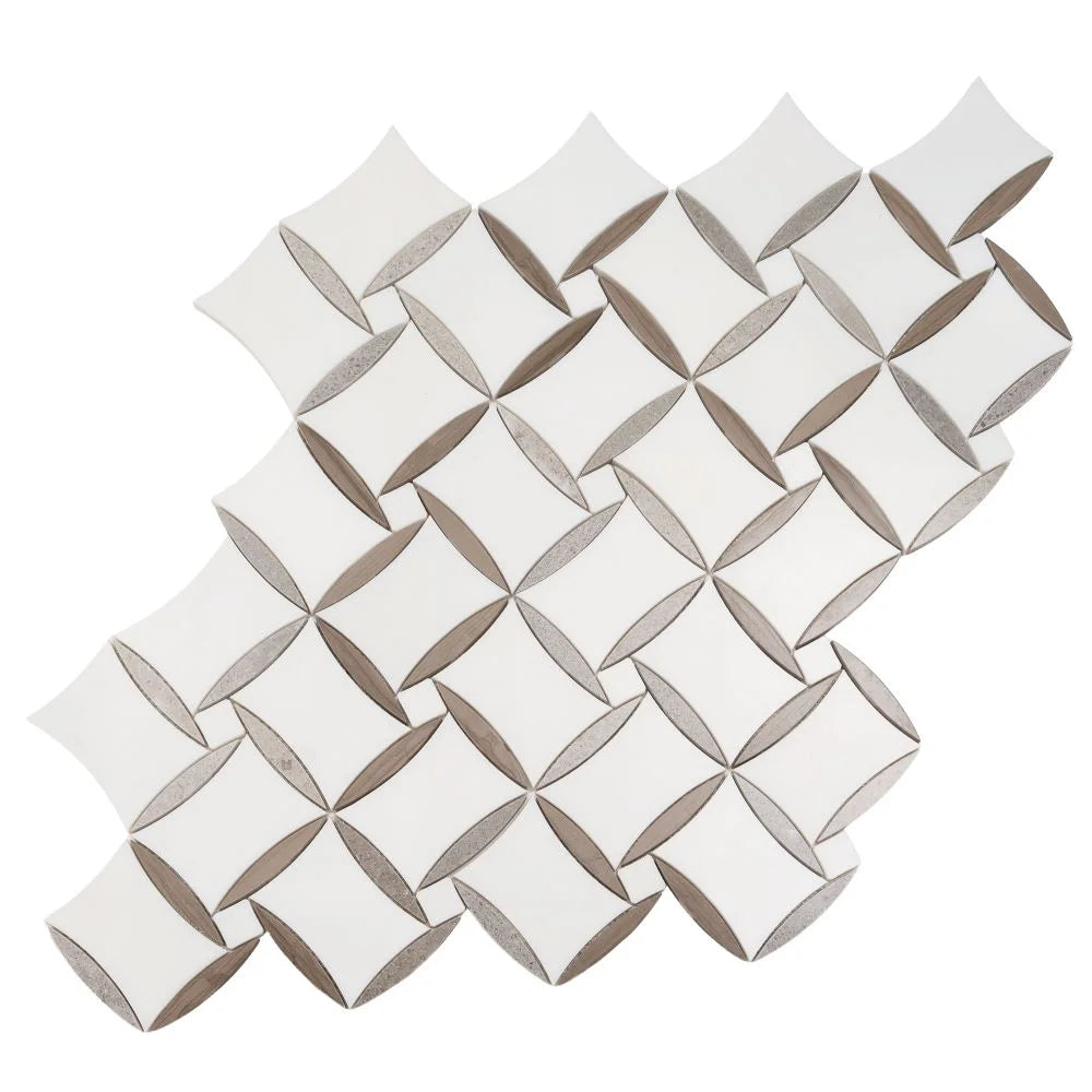 Daisy Paper White And Eastern Beige Mosaic Tile | Tile Club