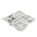 Scroll Calacatta Bluette and Thassos Marble Mosaic Tile | Tile Club