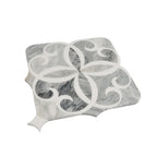 Scroll Calacatta Bluette and Thassos Marble Mosaic Tile | Tile Club