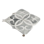Scroll Calacatta Bluette and Thassos Marble Mosaic Tile | Tile Club