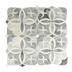 Scroll Calacatta Bluette and Thassos Marble Mosaic Tile | Tile Club