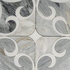 Scroll Calacatta Bluette and Thassos Marble Mosaic Tile | Tile Club