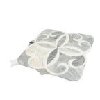 Scroll Calacatta Bluette and Thassos Marble Mosaic Tile | Tile Club