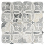 Scroll Calacatta Bluette and Thassos Marble Mosaic Tile | Tile Club