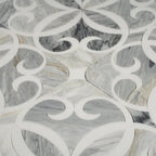 Scroll Calacatta Bluette and Thassos Marble Mosaic Tile | Tile Club