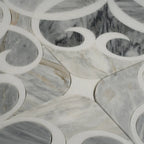 Scroll Calacatta Bluette and Thassos Marble Mosaic Tile | Tile Club