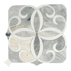 Scroll Calacatta Bluette and Thassos Marble Mosaic Tile | Tile Club