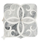 Scroll Calacatta Bluette and Thassos Marble Mosaic Tile | Tile Club