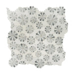 Floral Eternity White Carrara & Bardiglio Waterjet Mosaic Tile | Tile Club