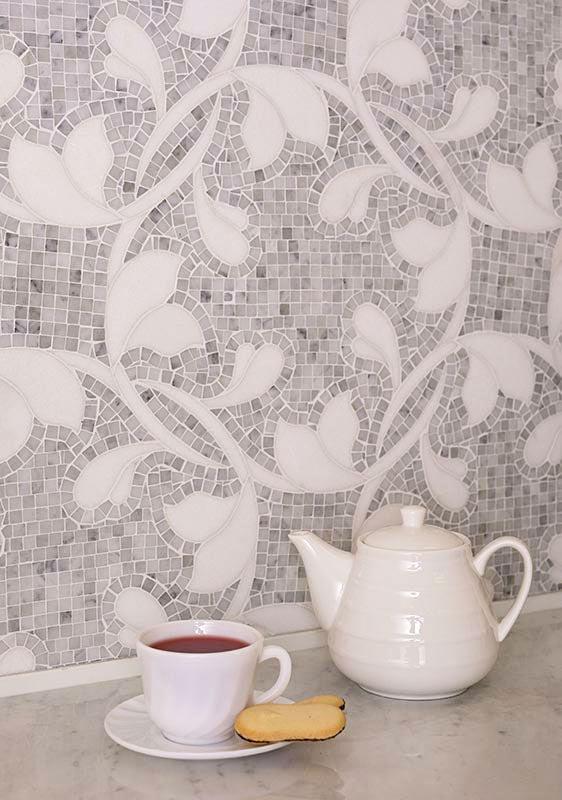 Floral Dream Bianco Carrara & Thassos Mosaic Tile | Tile Club