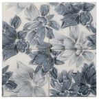 Bluma Floral Blue Etched Marble Mosaic