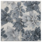 Bluma Floral Blue Etched Marble Mosaic | Tile Club