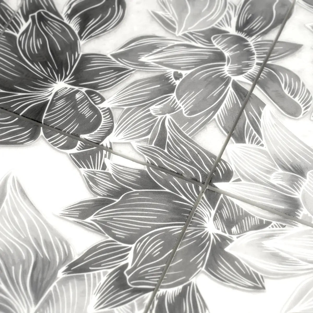 Bluma Floral Gray Etched Marble Mosaic | Tile Club
