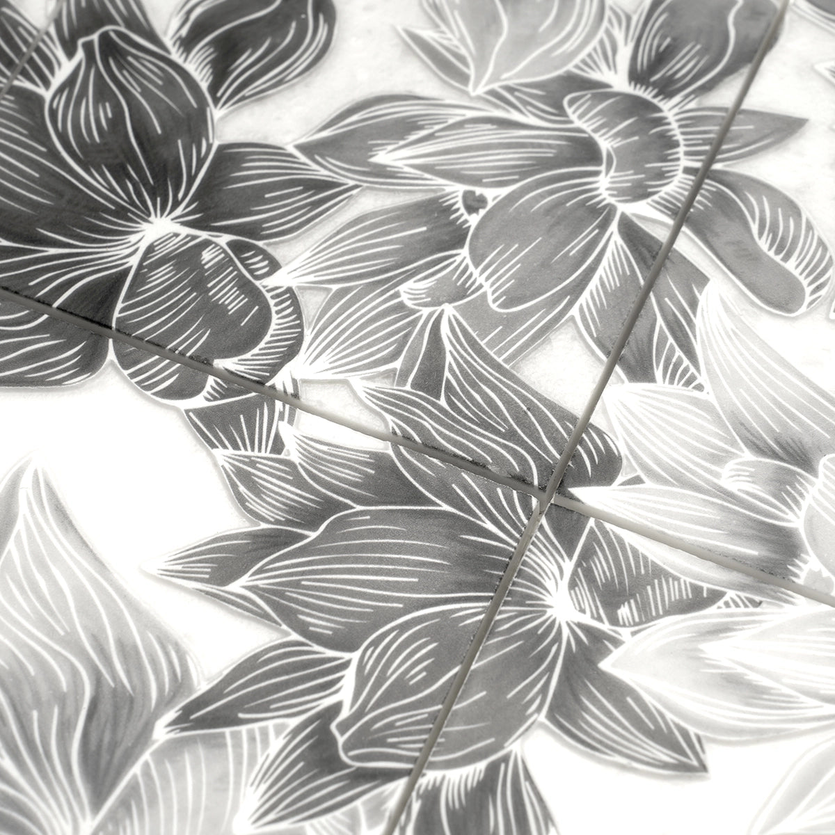 Bluma Floral Gray Etched Marble Mosaic | Tile Club