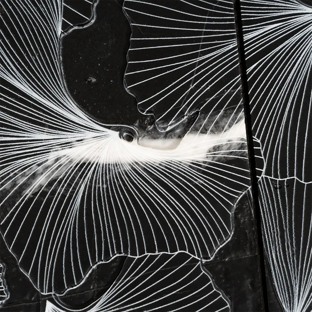 Bluma Gingko Black Etched Marble Mosaic | Tile Club